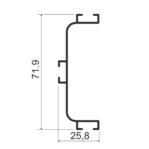 KB91 Профиль горизонтальный C-образный для нижних баз 4м A00 Серебро матовое