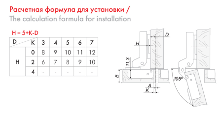 Мебельная петля CASUAL H305B02 без ответной планки