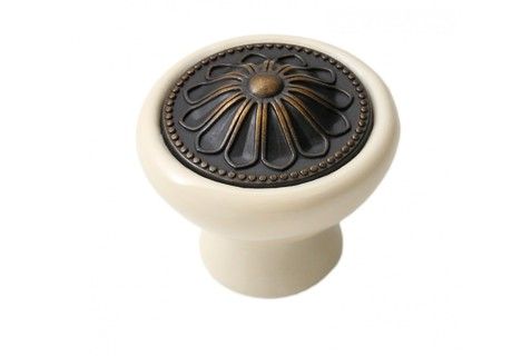 Мебельная ручка CERAMICA RC107AB.4/W (AB - Старинная латунь)