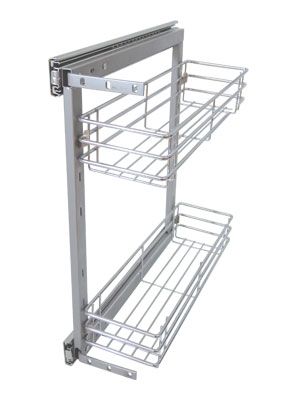 KR03/1/1/200, Корзина выдвижная 2-хуров. 200мм, бок.крепл. (хром полированный) Boyard