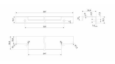 Мебельная ручка AL RAY RT109GR.1/000/400 (GR - Серый)