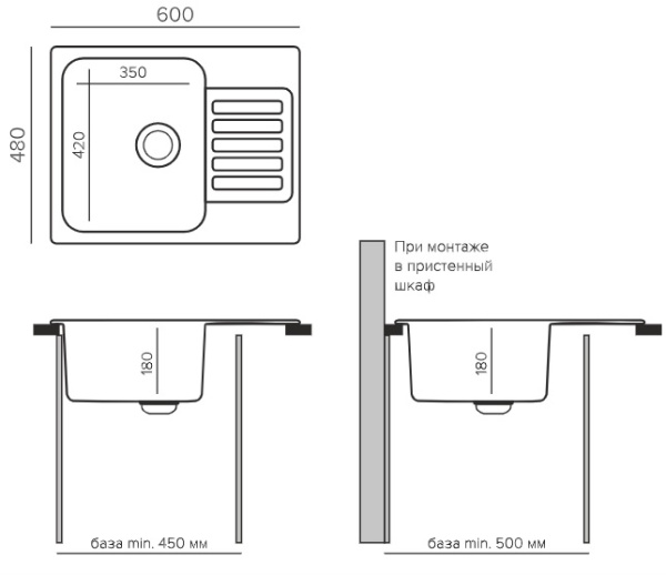 Кухонная мойка QUARTZBOND BOND-600 (Грей)