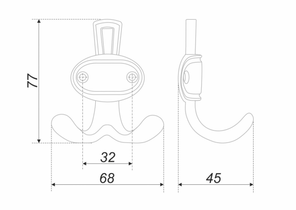Мебельный крючок BARON K211AB.2 (AB - Старинная латунь)