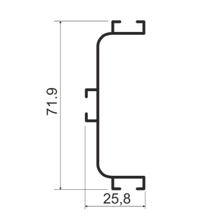 KB91 Профиль горизонтальный C-образный для нижних баз 4м A00 Серебро матовое