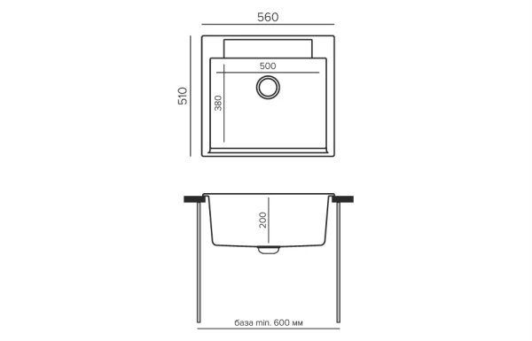 Кухонная мойка Polygran ARGO-560 (№16 Черный)