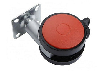 N107BL/RD.5 - Опора колесная (чёрный/красный),с тормозом,h=80мм,d=60мм (Boyard)Нагр.на 1шт=до 30кг