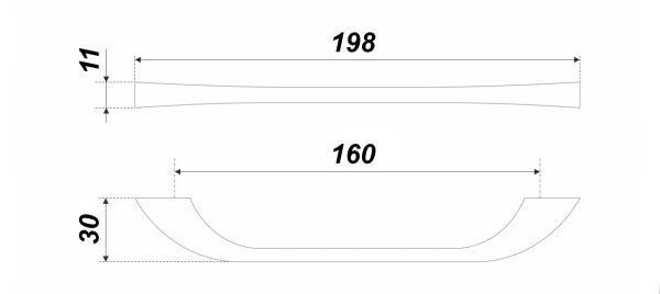 Мебельная ручка ARTLINE RS195MBSN.1/160 (MBSN - Матовый атласный никель)