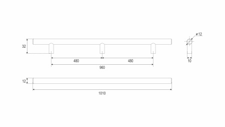 Мебельная ручка AGENT RR007BL.5/960 (BL - Матовый чёрный)