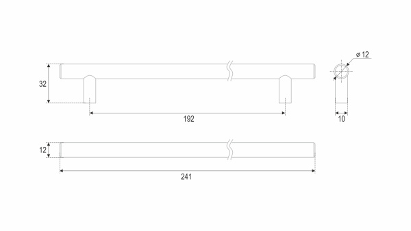 Мебельная ручка AGENT RR007BL.5/192 (BL - Матовый чёрный)