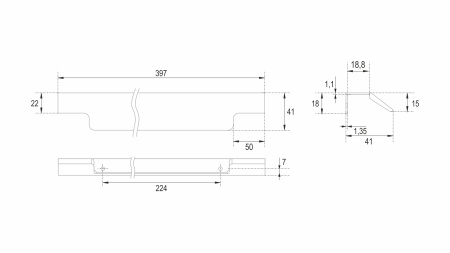 Мебельная ручка ARCA RT115BL.1/224/400 (BL - Матовый чёрный)