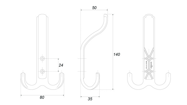 Мебельный крючок DOMANI K352AC.6 (AC - Старинная медь)