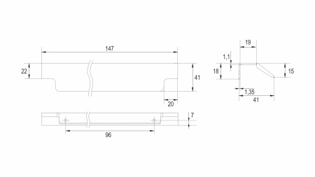 Мебельная ручка ARCA RT115GR.1/96/150 (GR - Серый)