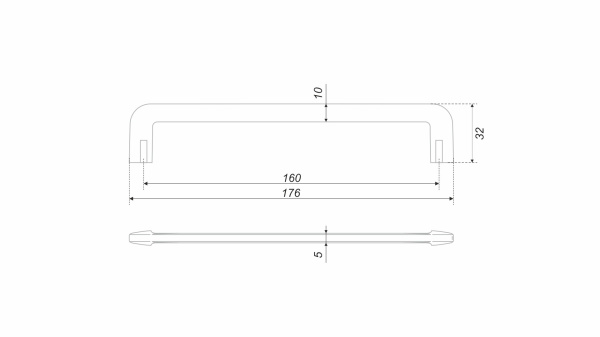 Мебельная ручка DIRECT RS331BL.4/160 (BL - Черный матовый)
