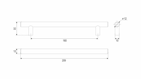 Мебельная ручка AGENT RR007BL.5/160 (BL - Матовый чёрный)