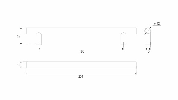 Мебельная ручка AGENT RR007BL.5/160 (BL - Матовый чёрный)