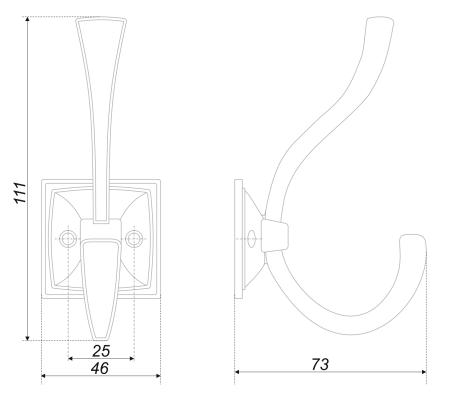 Мебельный крючок GERALD K216BAZ.8 (BAZ - Чернёный старинный цинк)