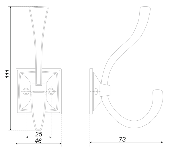 Мебельный крючок GERALD K216BAZ.8 (BAZ - Чернёный старинный цинк)