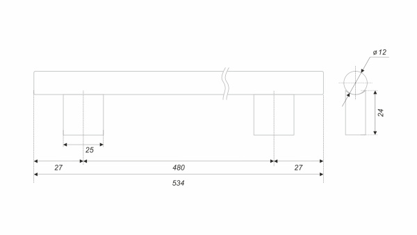 Мебельная ручка AL ROCK RS325BL.5/480 (BL - Матовый черный)