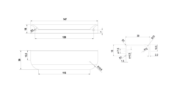 Мебельная ручка AL MONTE RT110GR.1/128/150 (GR - Серый)