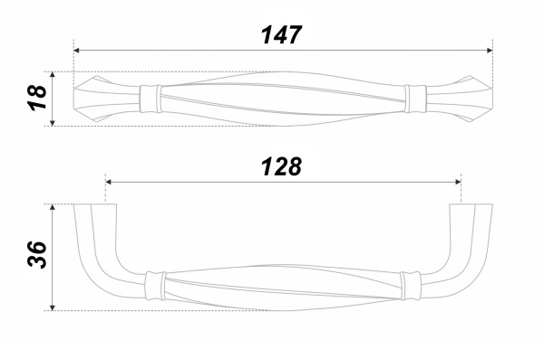 Мебельная ручка ADAGIO RS452AB.4/128 (AB - Старинная латунь)
