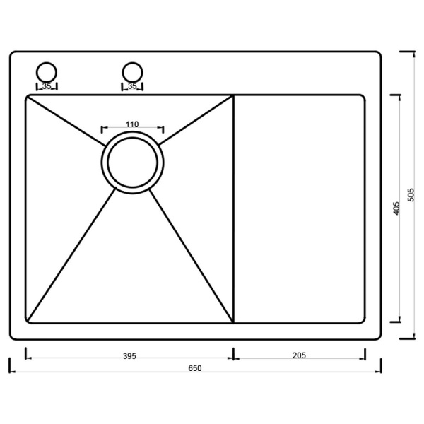 Кухонная мойка ARONA  ARS 650*505 L SATIN