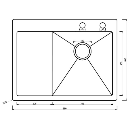 Кухонная мойка ARONA  ARS 650*505 R BLACK PVD NANO