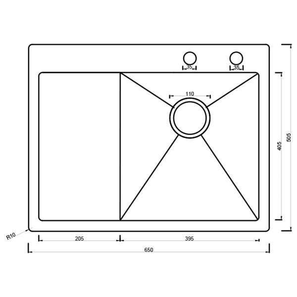 Кухонная мойка ARONA  ARS 650*505 R BLACK PVD NANO
