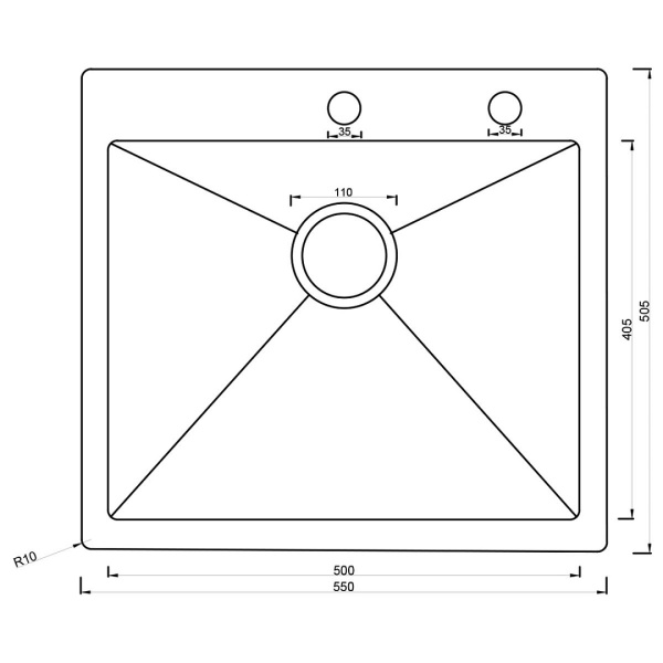 Кухонная мойка ARONA  ARS 550*505 SATIN