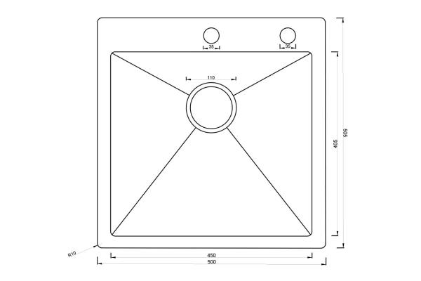 Кухонная мойка ARONA  ARS 500*505 SATIN