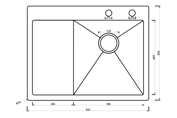 Кухонная мойка ARONA  ARS 650*505 R SATIN