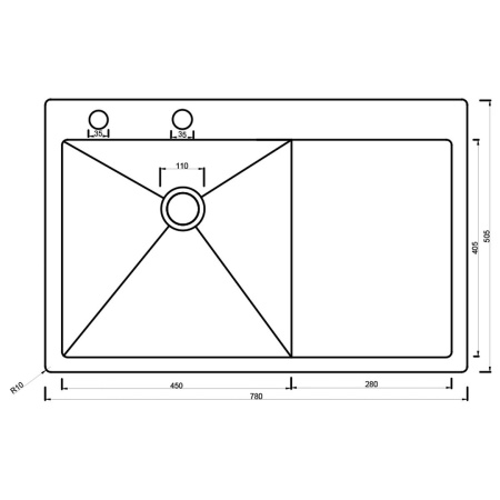 Кухонная мойка ARONA  ARS 780*505 R SATIN